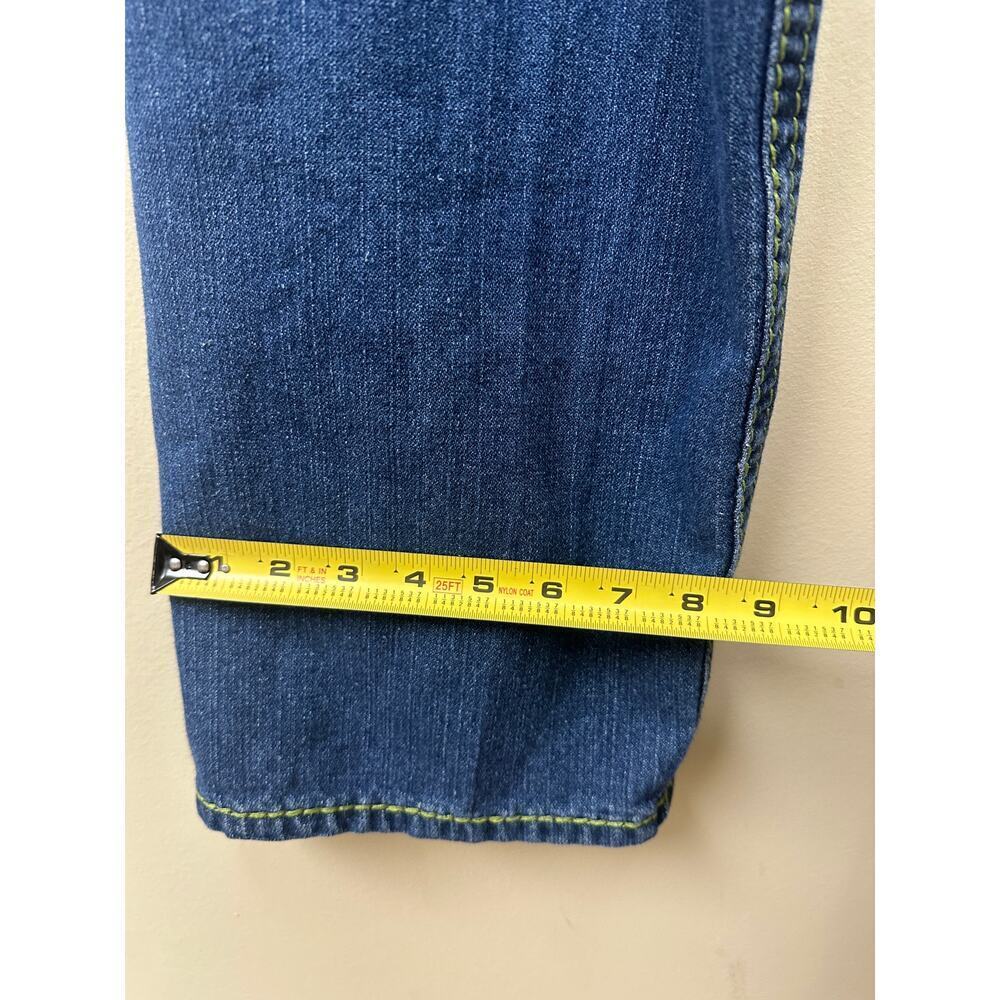 Authentic True Religion Mens Jeans Green Stitch y2k Medium Wash Size 40 FLAWED - Picture 13 of 15